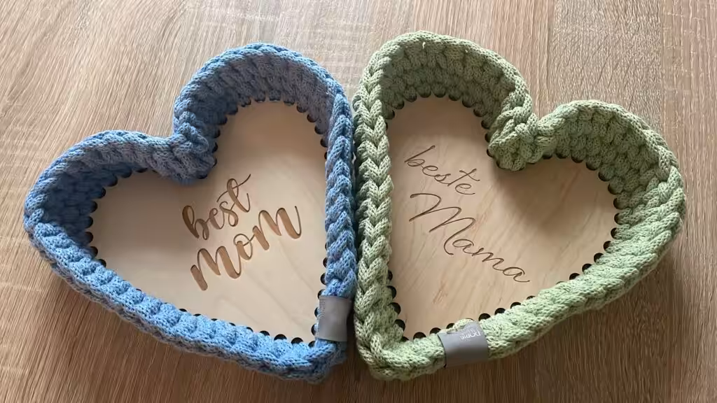 makramee herz körbchen