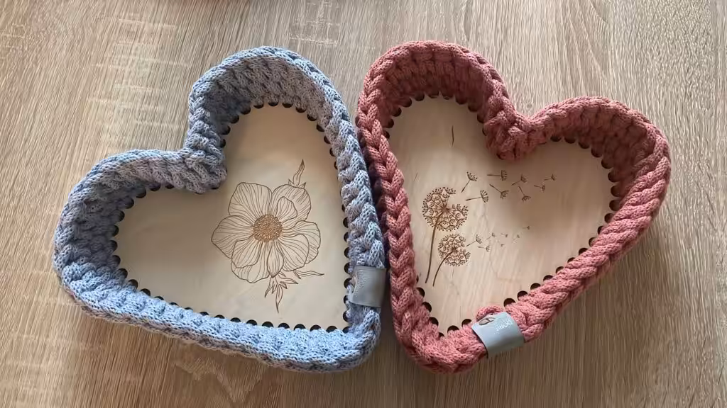 makramee herz körbchen