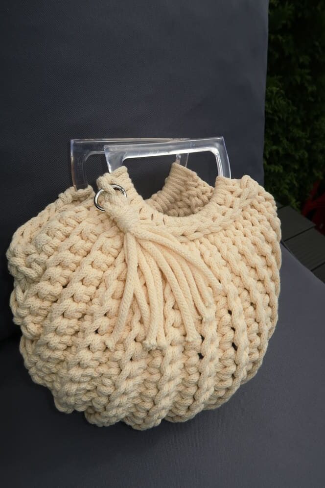 muscheltasche aus makramee