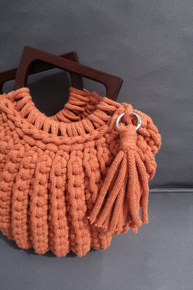 muscheltasche aus makramee