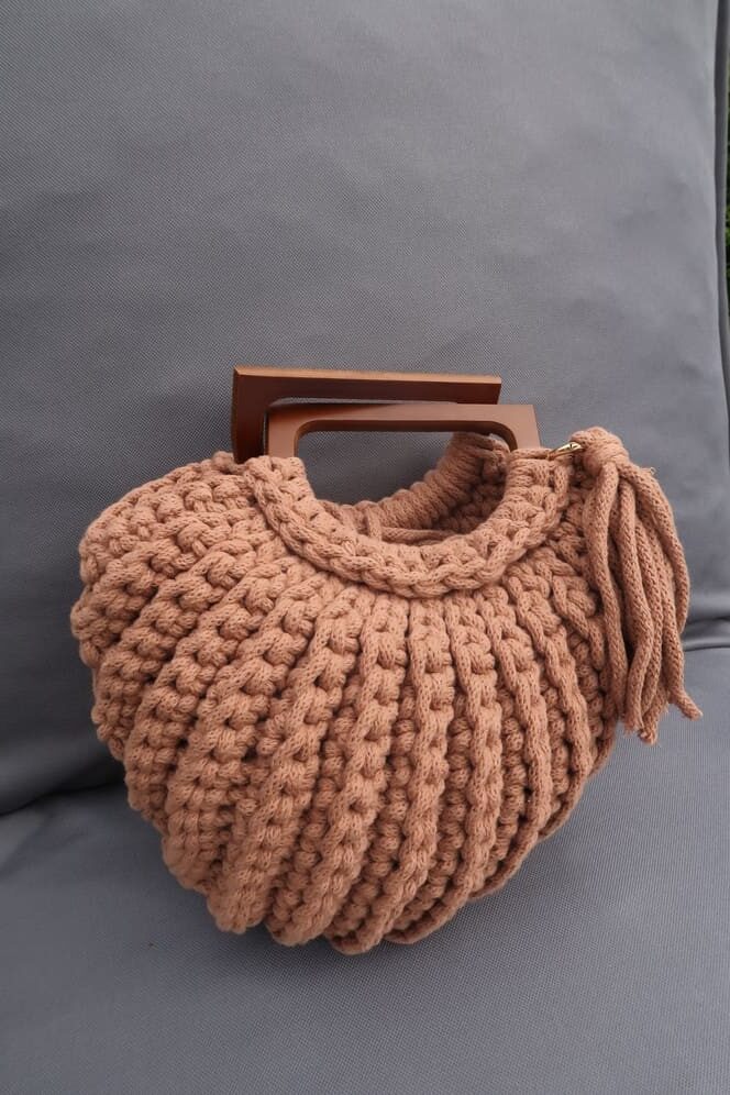 muscheltasche aus makramee